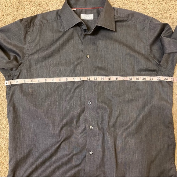 ETON Contemporary Shirt CHARCOAL Long Sleeve COTTON - Sz 17.5 (44) Excellent! - Picture 13 of 16